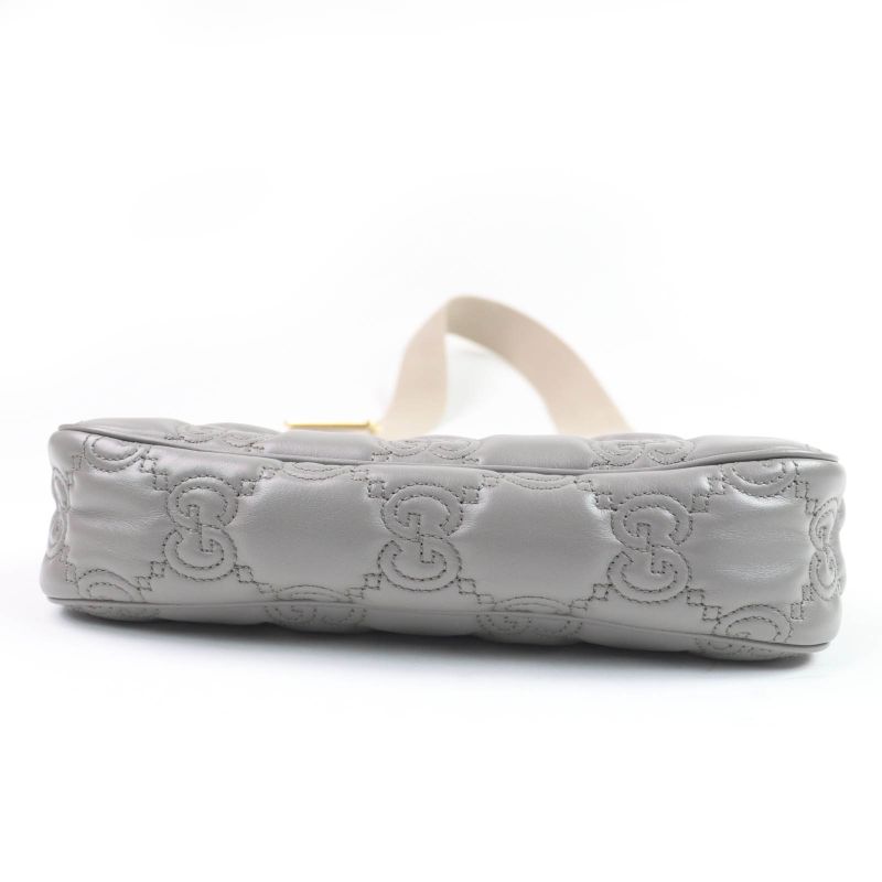 Gucci 735049 Ggmatelasse Leather 2WAY Handbag Shoulder Bag Grey Storage