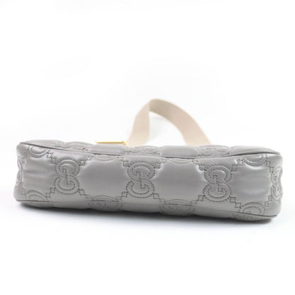 Gucci 735049 Ggmatelasse Leather 2WAY Handbag Shoulder Bag Grey Storage