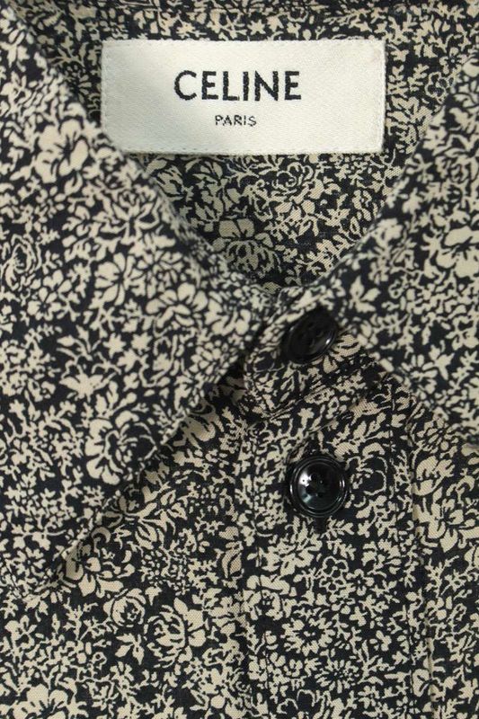 Celine 20AW 2c028570k Viscose Flower Print Long Sleeve Shirt Men's 41