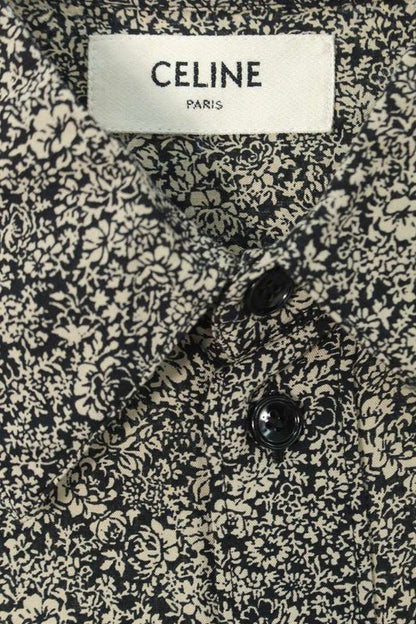 Celine 20AW 2c028570k Viscose Flower Print Long Sleeve Shirt Men's 41