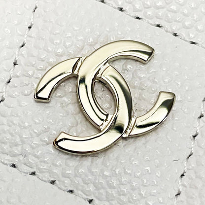 Chanel Matelasse Ap0221 White Coco Mark Coin Case Key Case Caviar Skin Gold