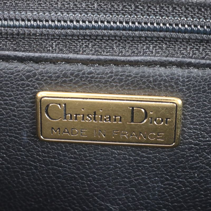 Vintage Christian Dior CD Logo Leather Shoulder Bag Crossbody Black Women EUE