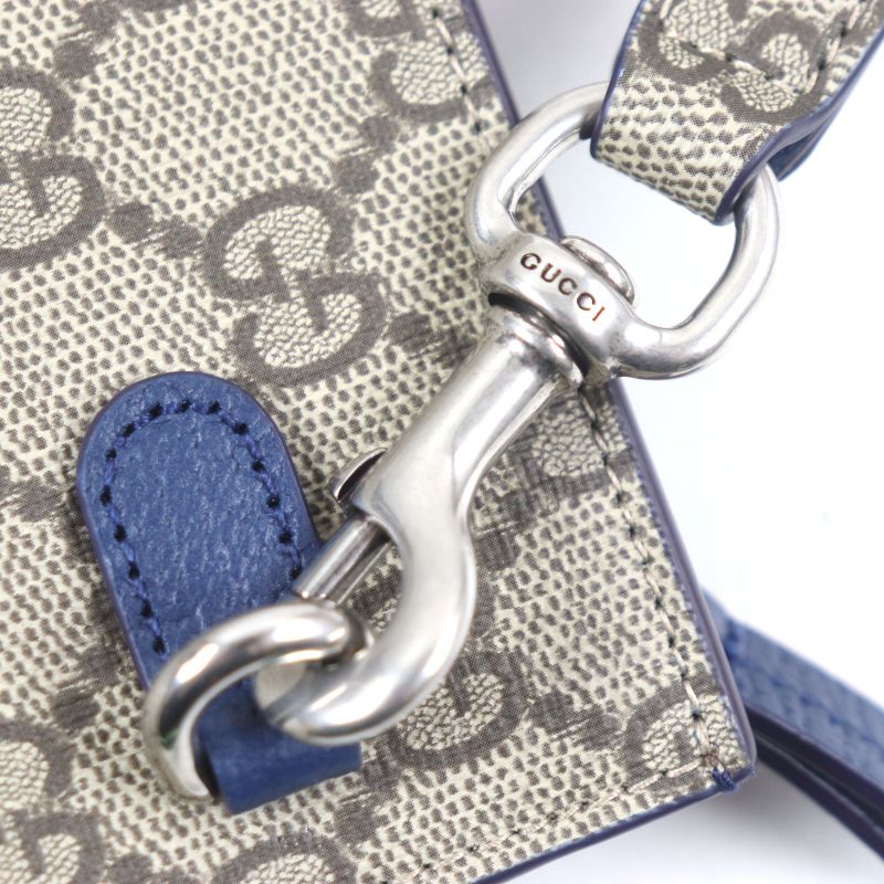 Gucci 768255 GG Supreme Logo Hardware Bicolor Leather Use Small Pouch Clutch