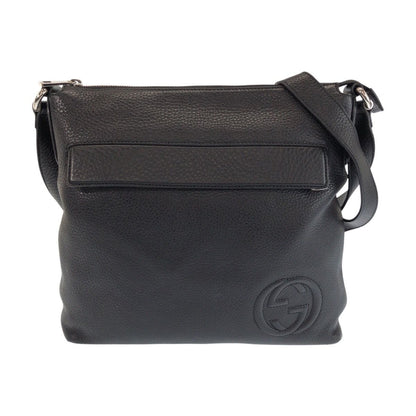 Gucci Interlocking Black Silver Leather Shoulder Bag