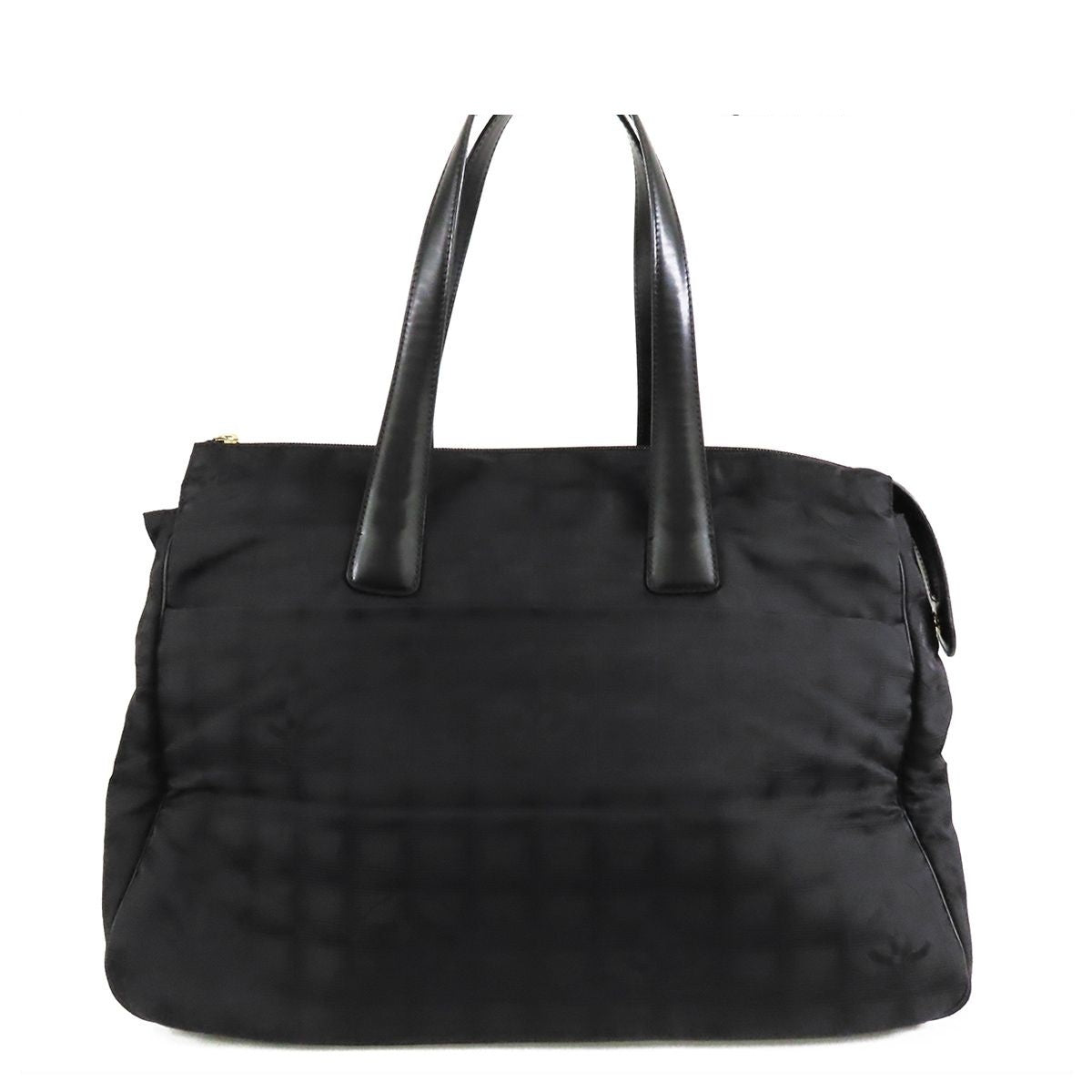 Chanel New Travel Line Boston Bag Black Gold Nylon Leather
