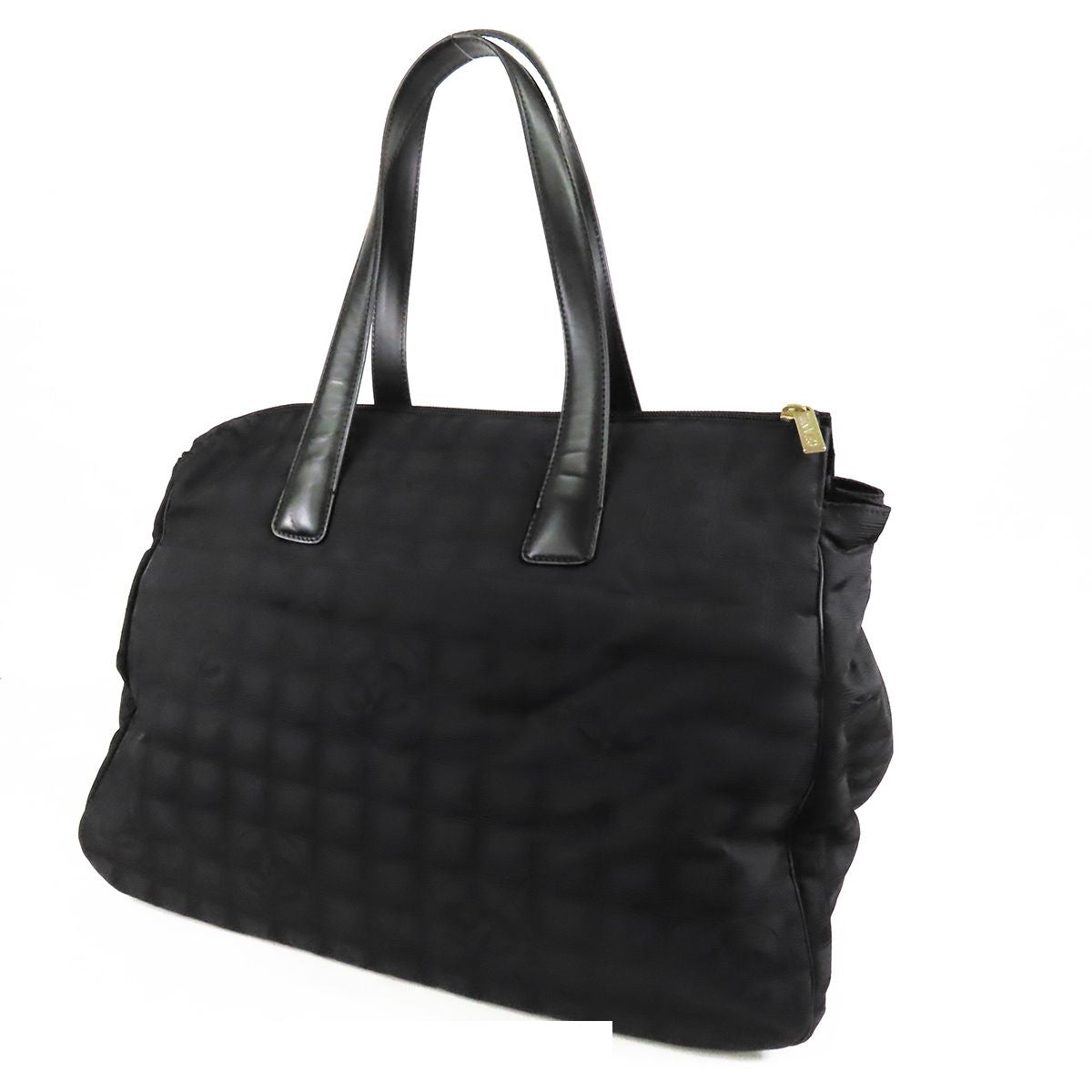 Chanel New Travel Line Boston Bag Black Gold Nylon Leather — view 2