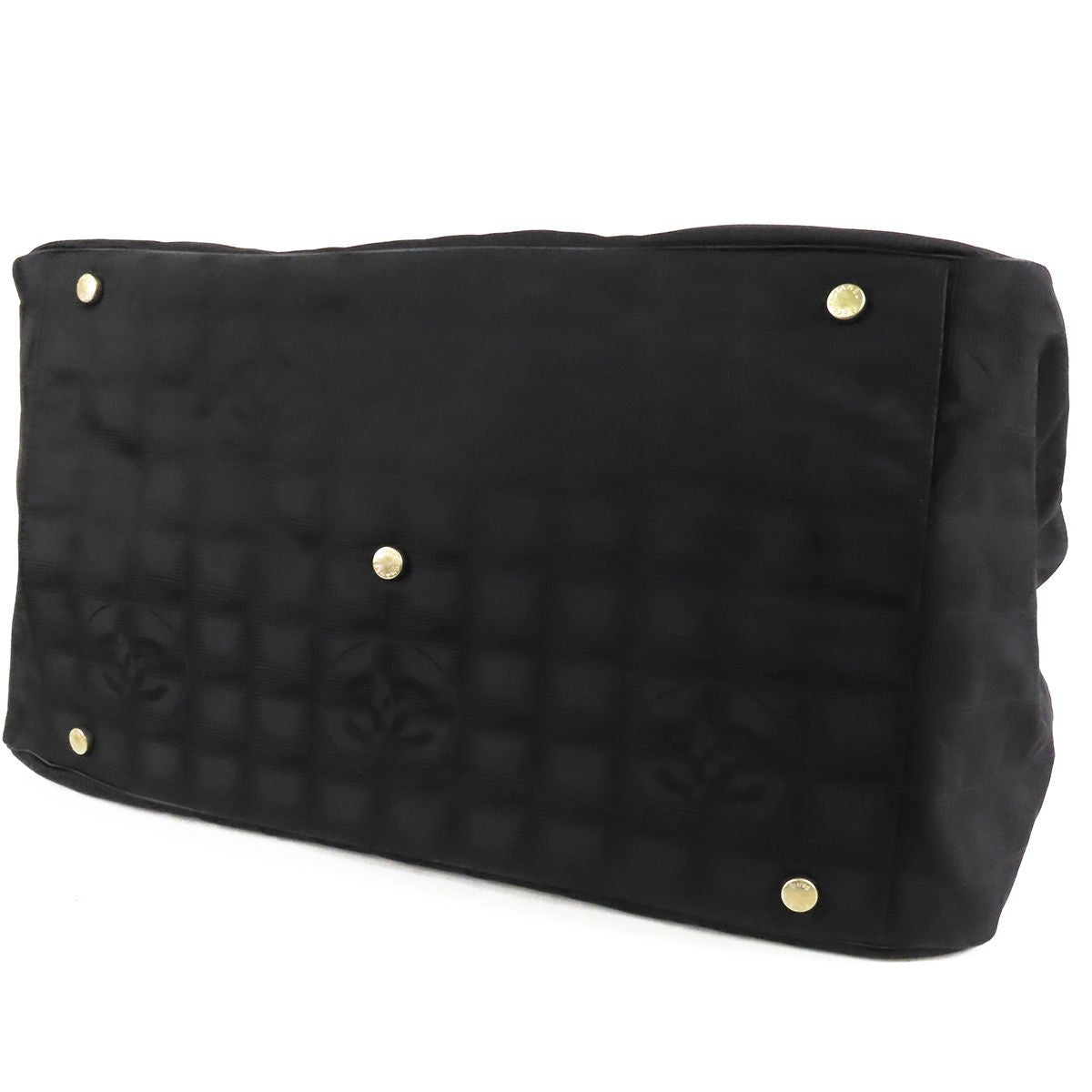 Chanel New Travel Line Boston Bag Black Gold Nylon Leather — view 3
