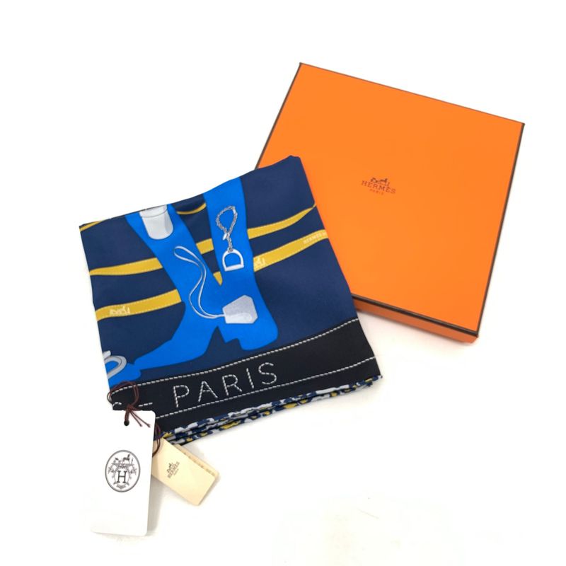 Hermes Carre 70 Monsieur ET Madame Monsieur & Madame Navy Scarf