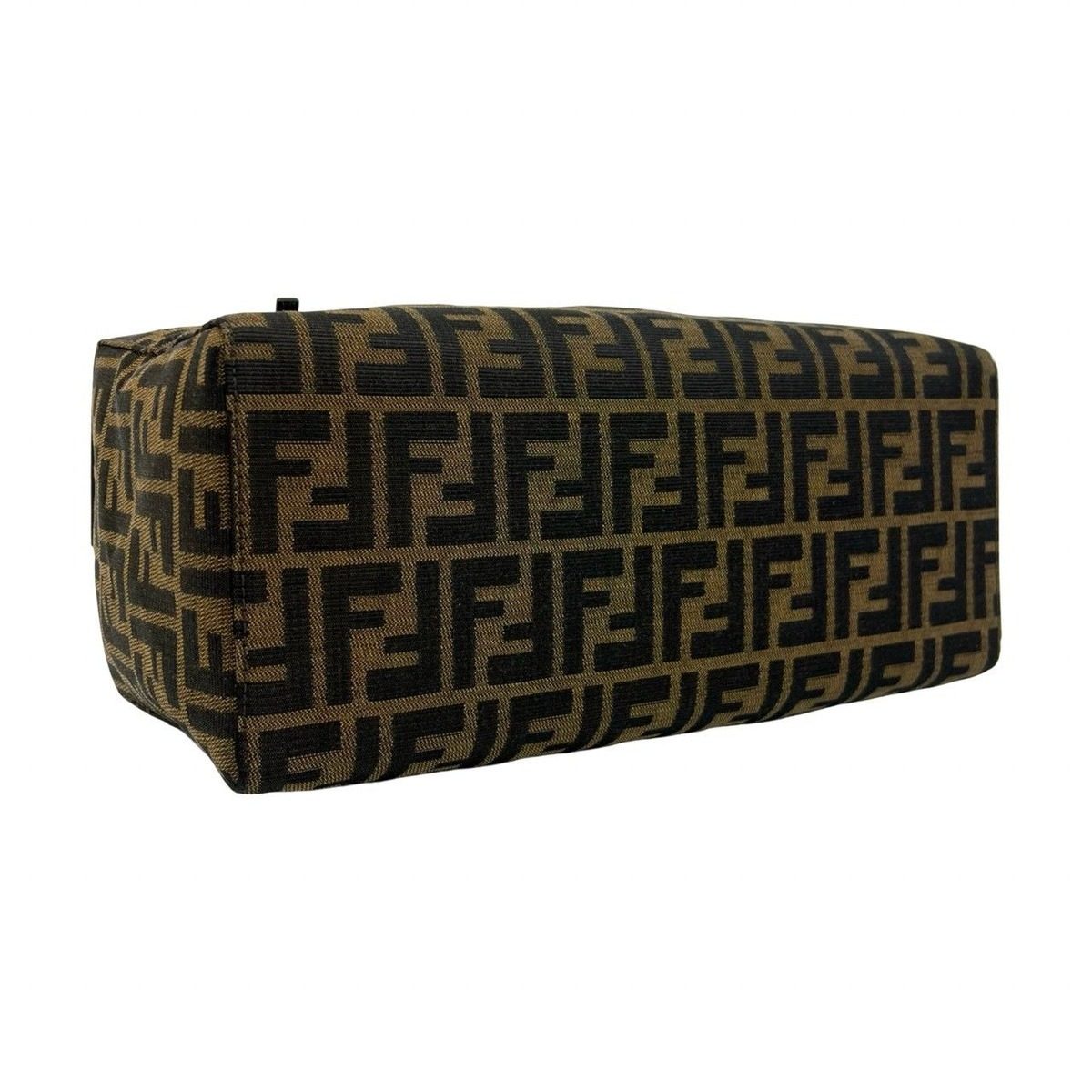 Fendi Zucca FF Pattern Canvas Leather Boston Bag Tote Brown Black — view 7