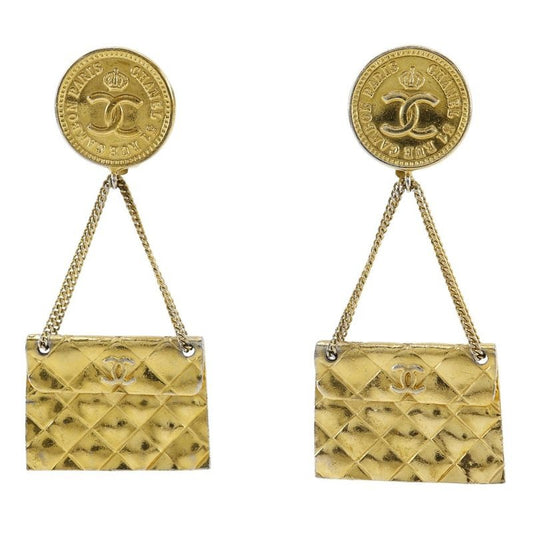 Chanel Quilted Bag Motif Vintage Gold Plated 93 A 37.8