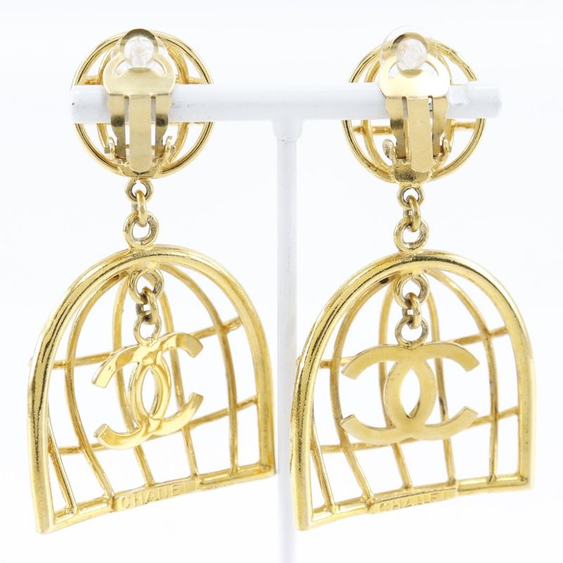 Chanel Birdcage Gold Plated 93P 31.9g Earring