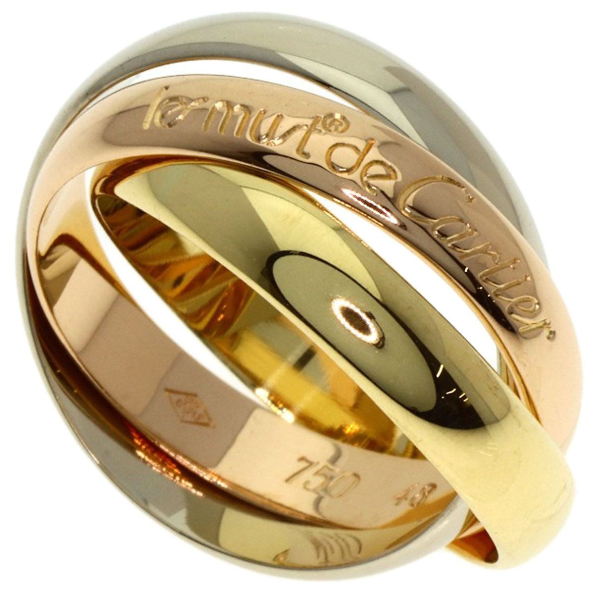 Cartier Trinity 48 Ring 18k Yellow Gold 18k White Pink