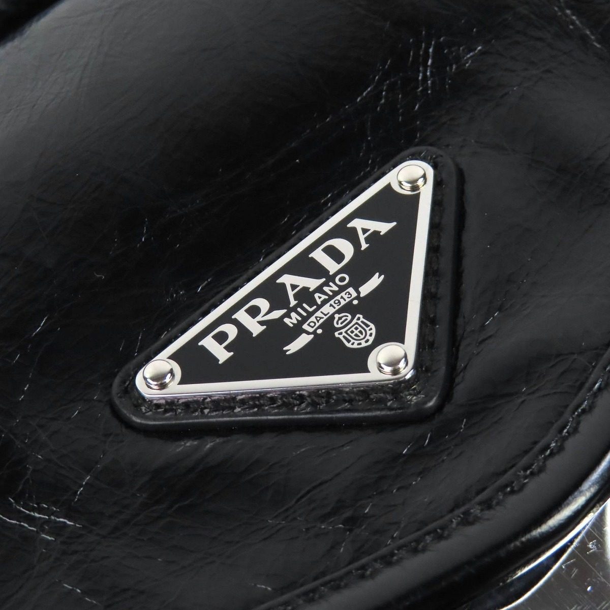 Prada Triangle Logo Leather Shoulder Bag Black Recommended — view 10
