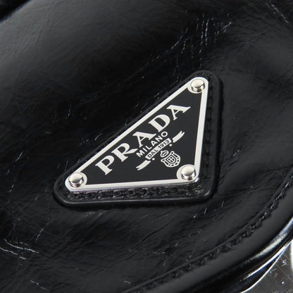 Prada Triangle Logo Leather Shoulder Bag Black Recommended — view 10