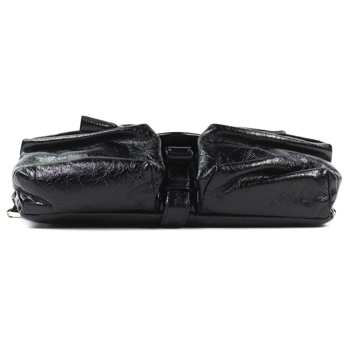Prada Triangle Logo Leather Shoulder Bag Black Recommended — view 5
