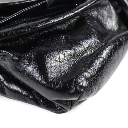 Prada Triangle Logo Leather Shoulder Bag Black Recommended — view 6