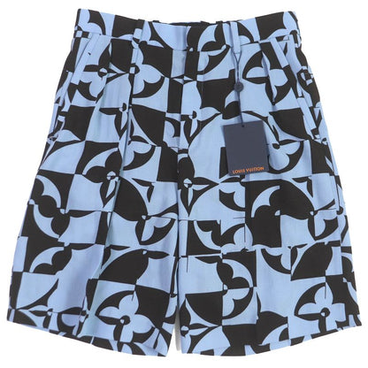 Louis Vuitton 22SS 100% Wool Monogram Flower Pleated Shorts Light Blue 38 Made
