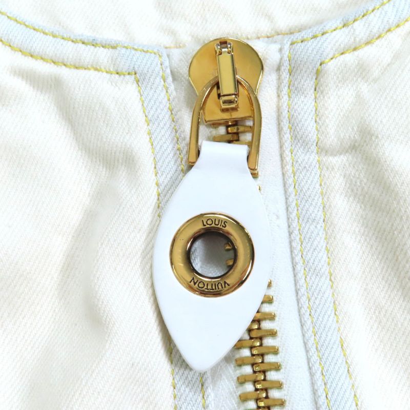 Louis Vuitton 23SS A-line Bleached Denim Zip-up Dress Ivory 36 With Hanger And