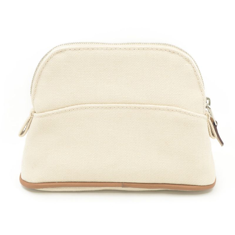 Hermes Bolide Pouch Mini Pouch Bag Canvas Leather Beige Brown Svhardware