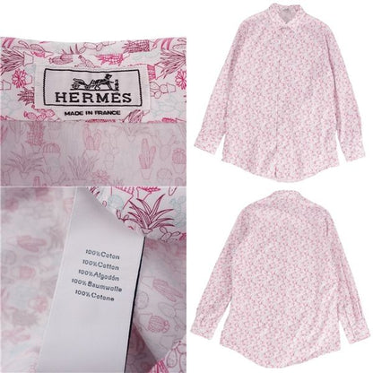 Hermes Shirt Long Sleeves All Over Pattern Serie Buttons Cot
