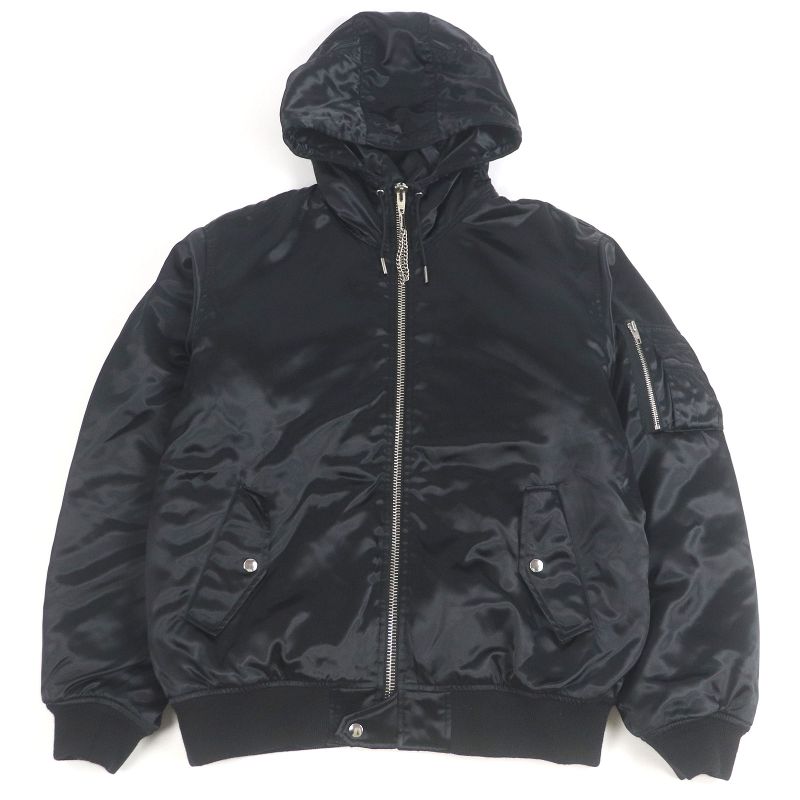 Celine 22AW 2w749048s Back Logo Print Hooded Bomber Jacket Blouson Black 50