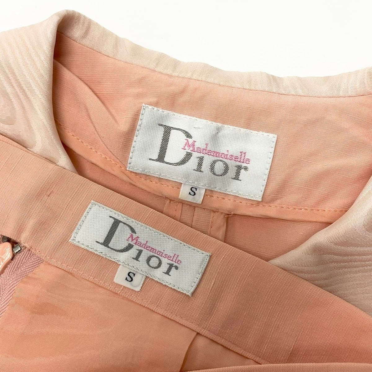 Dior Mademoiselle Skirt Set Jacket Tight Round Collar S Pink — view 14