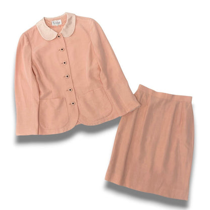 Dior Mademoiselle Skirt Set Jacket Tight Round Collar S Pink — view 4