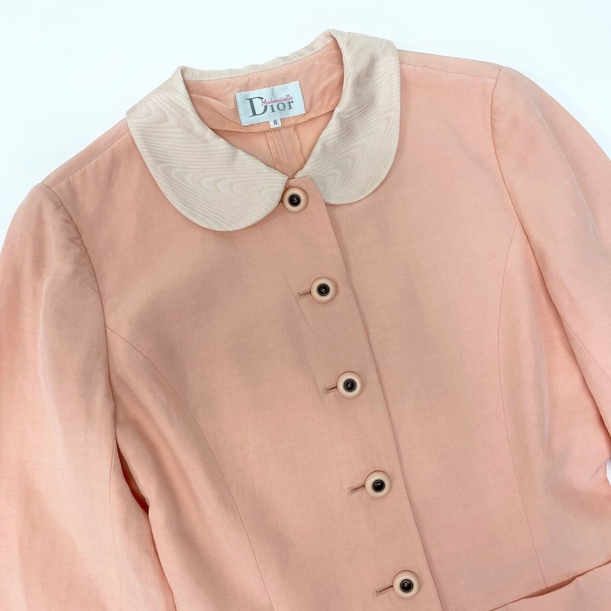 Dior Mademoiselle Skirt Set Jacket Tight Round Collar S Pink — view 6