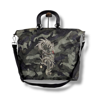 Prada 2-Way Tote Shoulder Bag Dragon Sword Camouflage Pattern — view 13