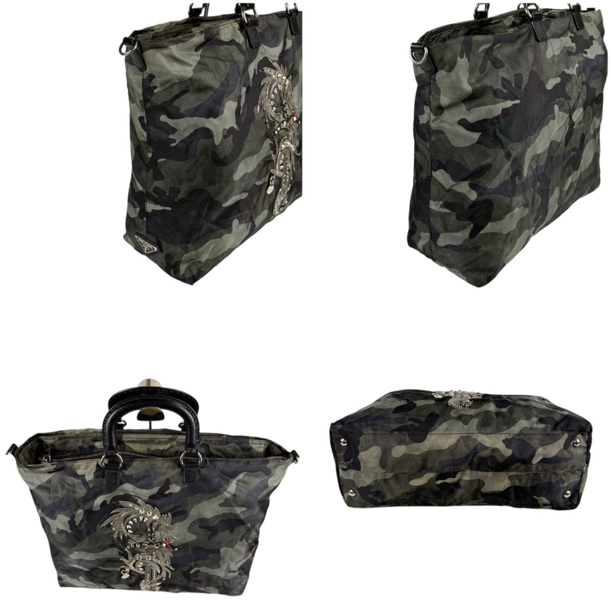 Prada 2-Way Tote Shoulder Bag Dragon Sword Camouflage Pattern — view 4