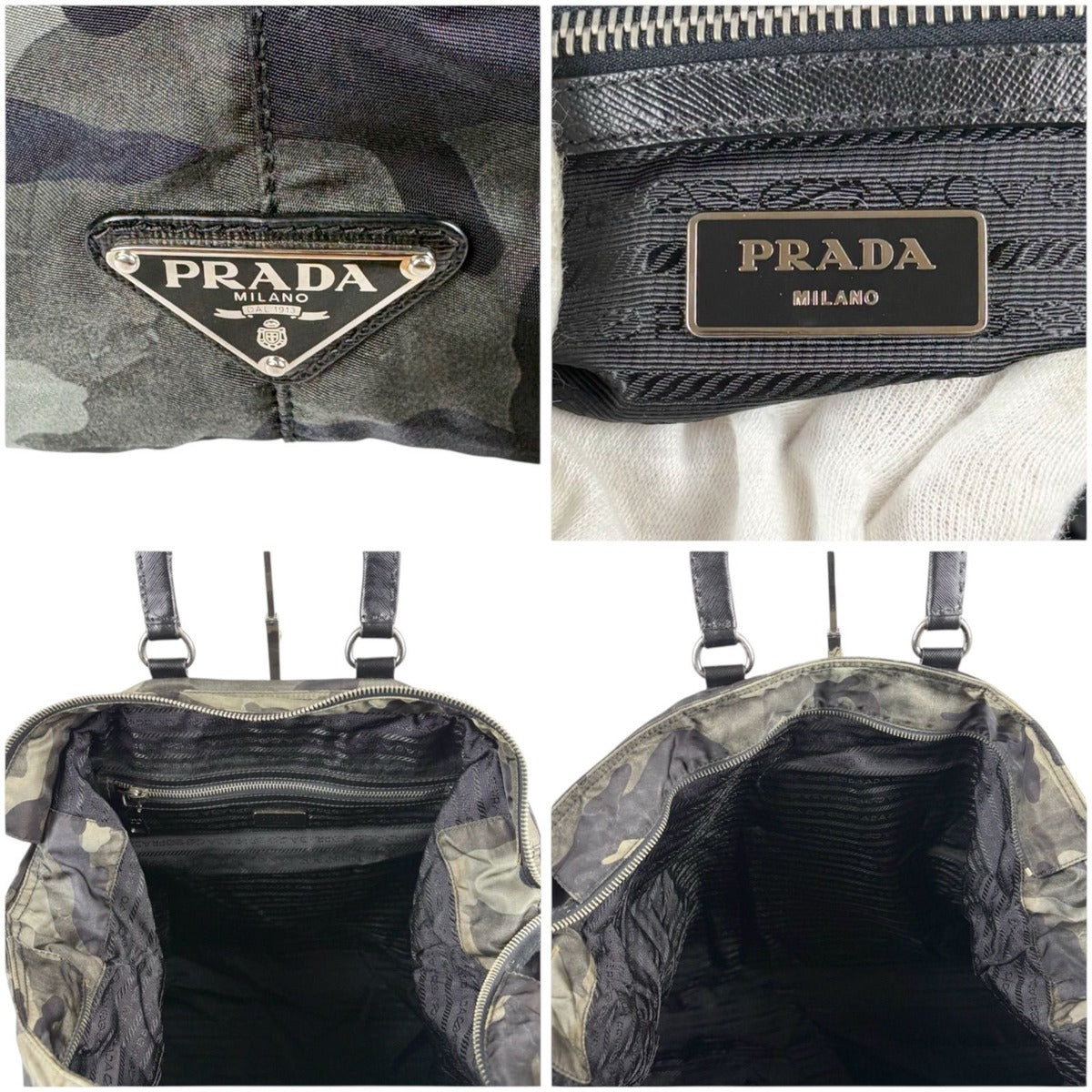 Prada 2-Way Tote Shoulder Bag Dragon Sword Camouflage Pattern — view 8