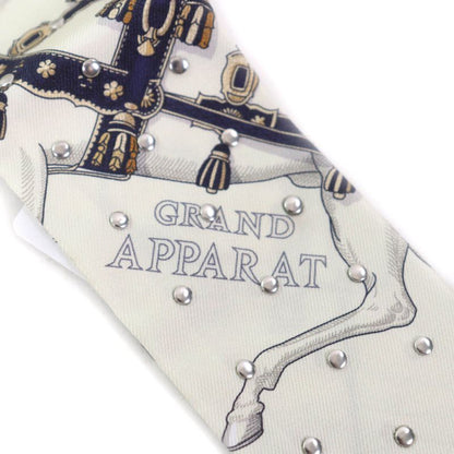 Hermes Grand Apparat Horse In Full Dress 100% Silk Creme/cuir/dore Silver