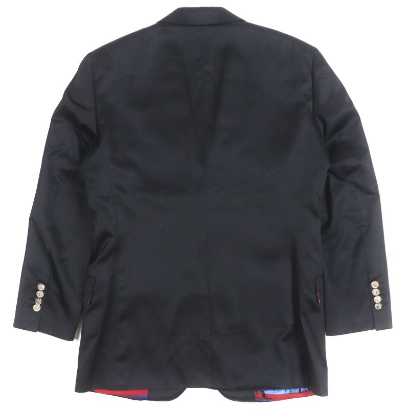 Hermes Lame Logo Silver Buttons 100% Silk Lining All-over Pattern Single