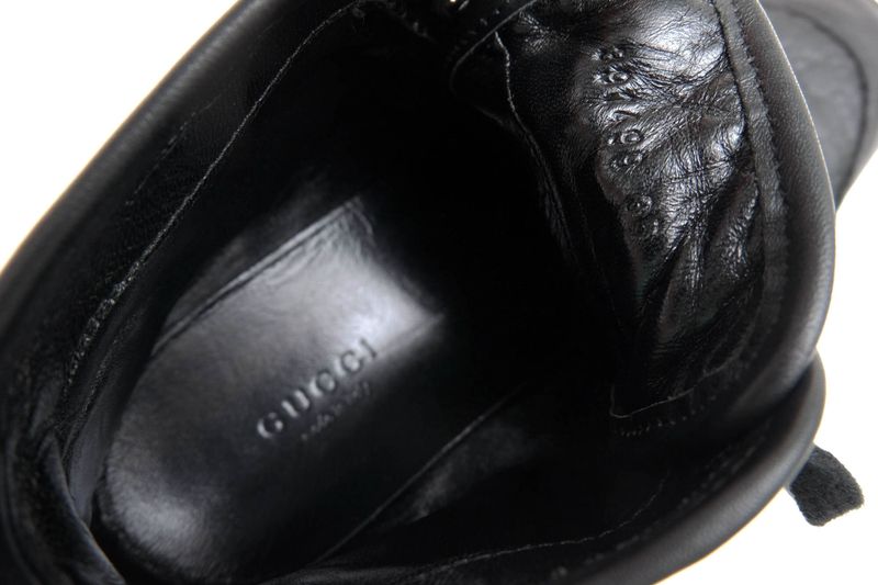 Gucci Shoes Sneakers Shoes High Cut Ladies Women Leather Genuine Black 391499