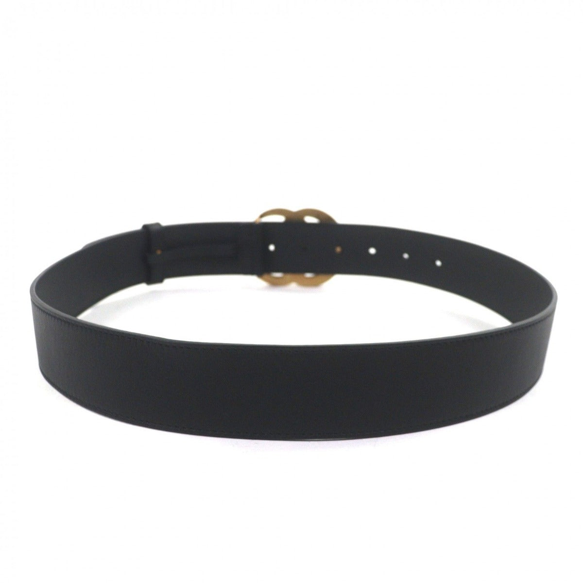 Gucci Double Wide Belt Leather GG Marmont Buckle Black Gold — view 4