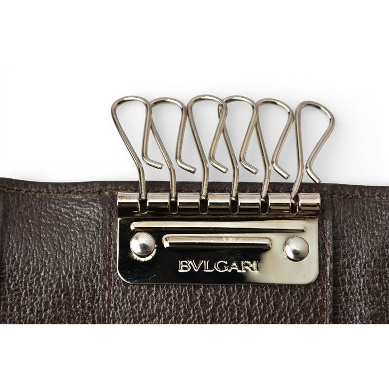 Bvlgari Key Case Holder Logomania Beige Silver — view 3