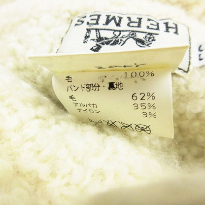 Hermes Alpaca Blend Beanie Knit Cap Hat White 2318 Size 56 Women