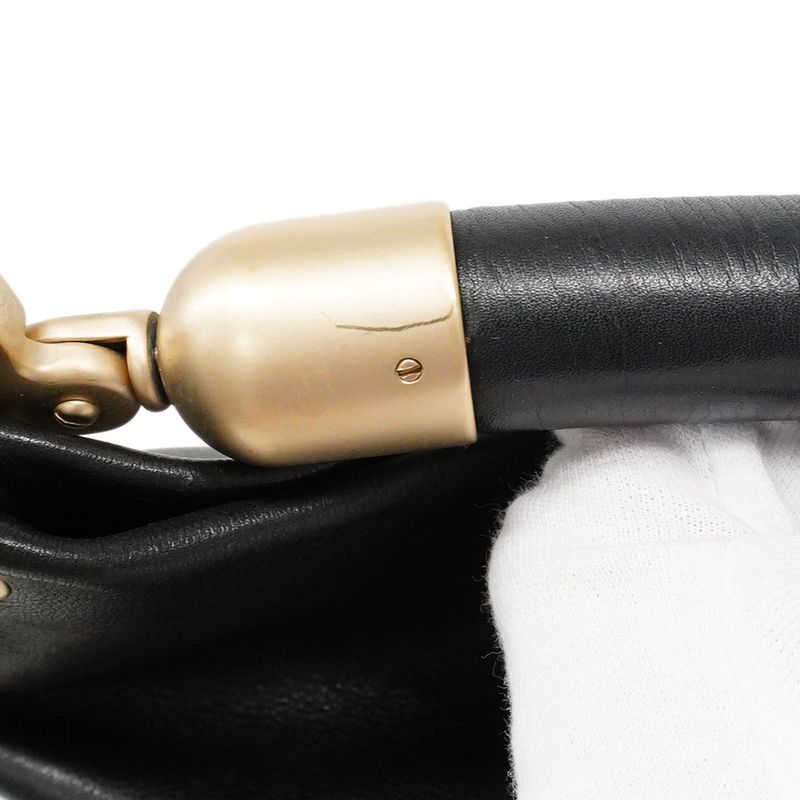Chanel Shoulder Bag Leather Black Gold Hardware Women