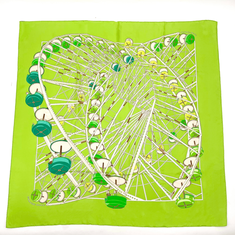 Hermes Carre 90 Scarf Grande ROUE Ferris Wheel Green