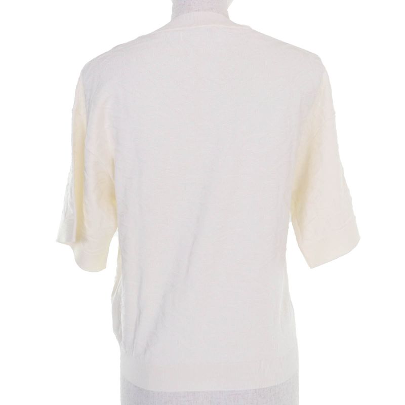 Hermes 24SS 4e2649dc Nausa Silk Cotton Chaine D'ancre Short Sleeve Knit Ivory