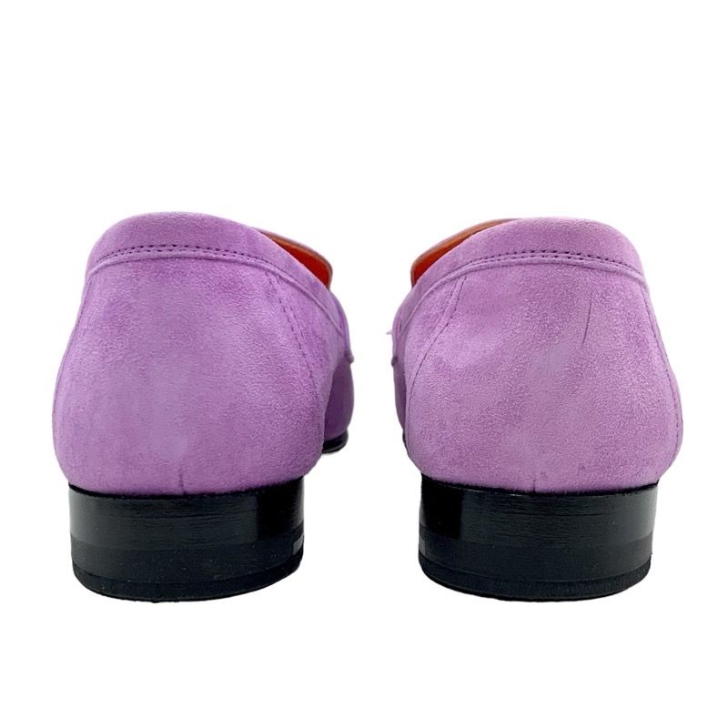 Hermes Royale Loafer Leather Shoes Suede Purple Moccasin Flat Shoes Hhardware