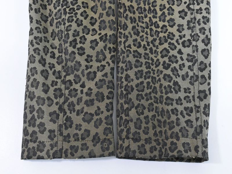 Authentic Fendi Leopard Print Half Coat Jacket 38 Polyester Cotton Khaki Black