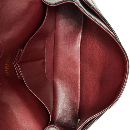 Chanel Matelasse W Flap Chain Shoulder Bag Lambskin Black Gold Hardware 6