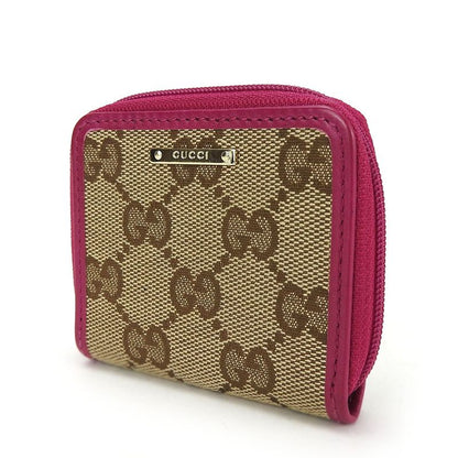 Gucci Coin Case 115255 GG Canvas Leather Beige Pink Gold Hardware Small Items