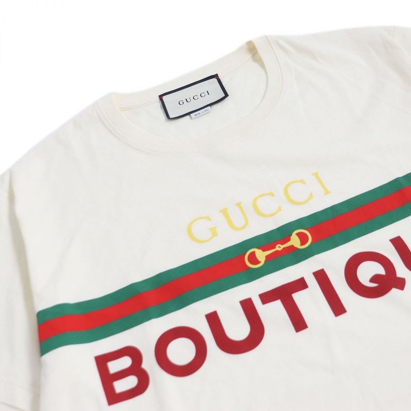 Gucci 615044 Boutique Web Line Logo Print 100% Cotton Off-white M Italy Genuine