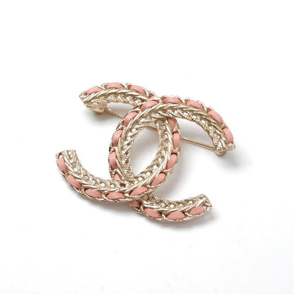 Chanel Brooch Corsage Gold Pink Here Mark Chain