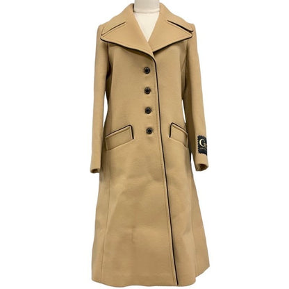 Gucci Single Breasted Coat Outer Chester Long Wool Beige Black