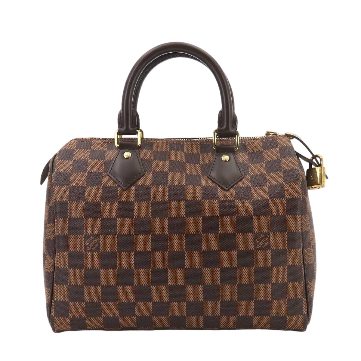 Louis Vuitton Damier Speedy 25 Hand Bag Ebene Brown Gold