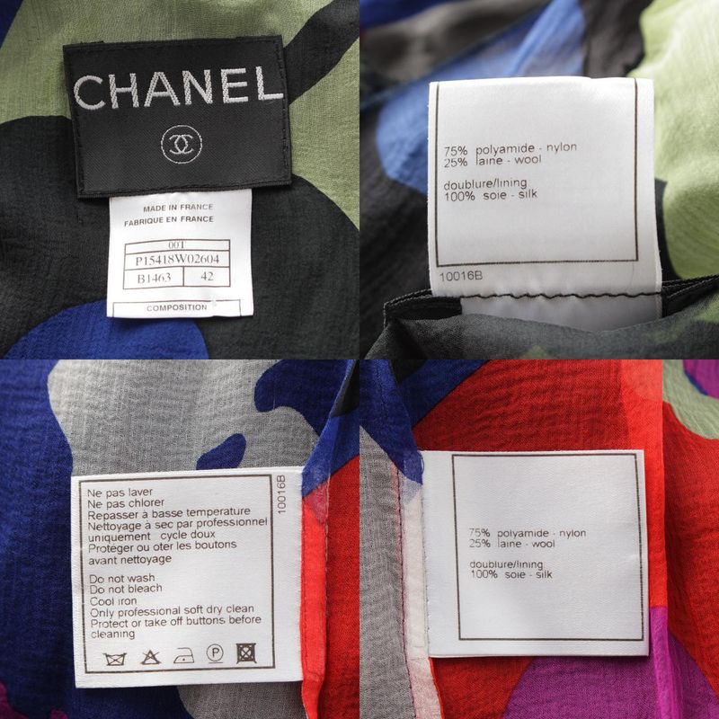 Chanel 00T Wool Blend Tweed Collarless Jacket Outerwear P15418 Black And