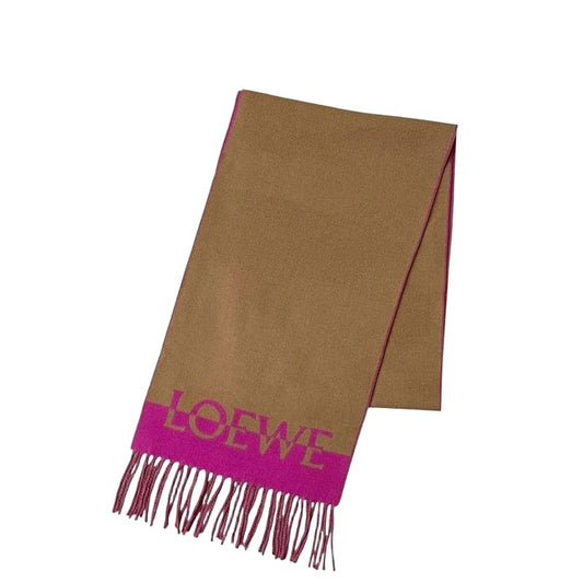 Loewe Muffler Beige Pink Cleaned Wool 90% Scarf